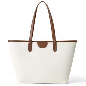 Purses White Leather Work Tote Bag Casual Large Shoulder Hand Bag ^_^